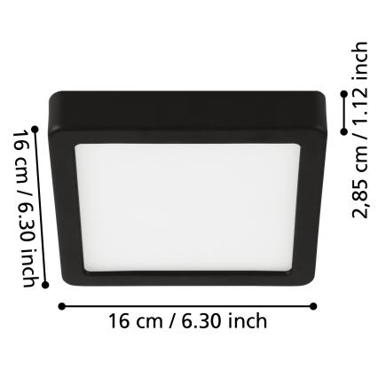 Eglo - LED Vannas istabas griestu lampa LED/11W/230V IP44 melna