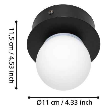Eglo - LED Vannas istabas griestu lampa LED/3,3W/230V IP44 melna