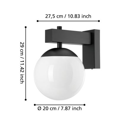 Eglo - Āra sienas lampa 1xE27/40W/230V melna IP44