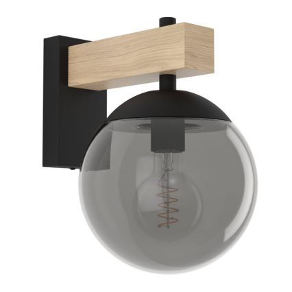 Eglo - Āra sienas lampa 1xE27/40W/230V melna/koks IP44