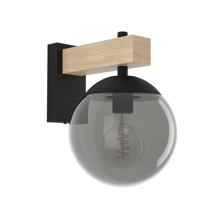 Eglo - Āra sienas lampa 1xE27/40W/230V melna/koks IP44