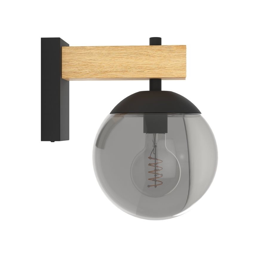 Eglo - Āra sienas lampa 1xE27/40W/230V melna/koks IP44