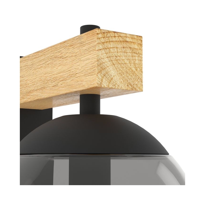 Eglo - Āra sienas lampa 1xE27/40W/230V melna/koks IP44