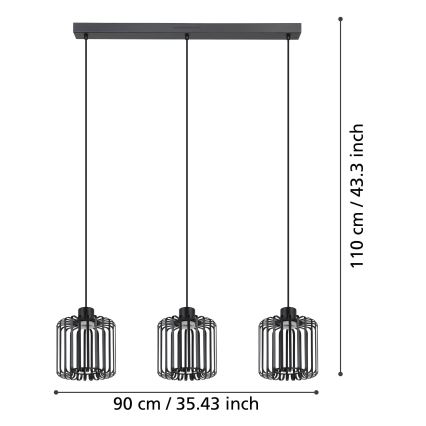 Eglo - LED RGBW Aptumšojuma lustra ar auklu 3xLED/3,7W/230V 2700-6500K