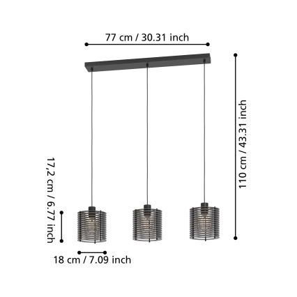 Eglo - Lustra ar auklu 3xE27/40W/230V