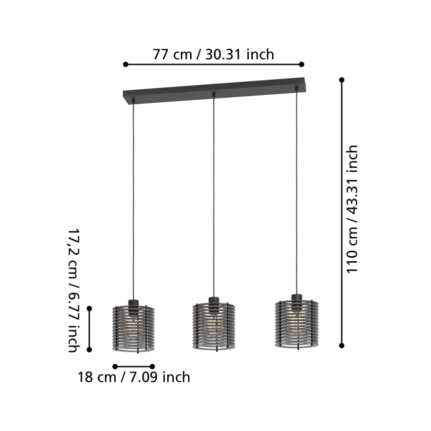 Eglo - Lustra ar auklu 3xE27/40W/230V