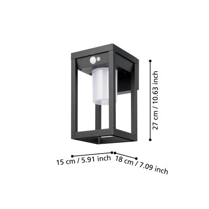 Eglo - LED Saules enerģijas sienas lampa ar sensoru LED/3,7W/3,7V IP44