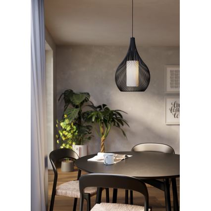 Eglo - Lustra ar auklu 1xE27/40W/230V melna