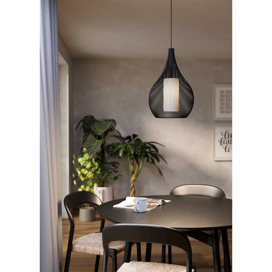 Eglo - Lustra ar auklu 1xE27/40W/230V melna
