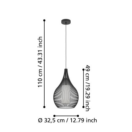 Eglo - Lustra ar auklu 1xE27/40W/230V melna