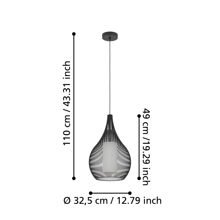 Eglo - Lustra ar auklu 1xE27/40W/230V melna