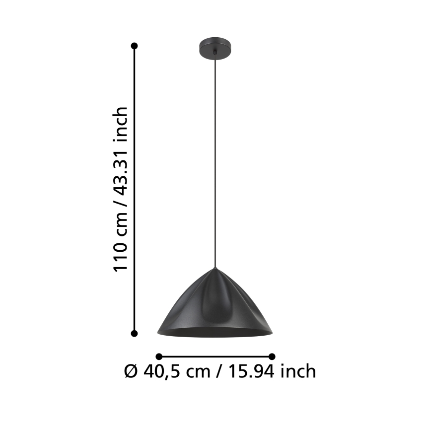 Eglo - Lustra ar auklu 1xE27/40W/230V melna