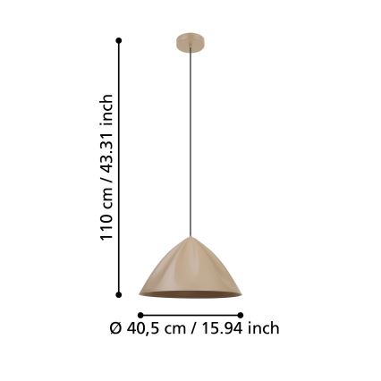 Eglo - Lustra ar auklu 1xE27/40W/230V krēmkrāsa