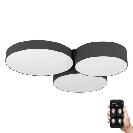 Eglo - RGBW Aptumšojama griestu lampa 3xLED/7,5W/230V 2700-6500K melna