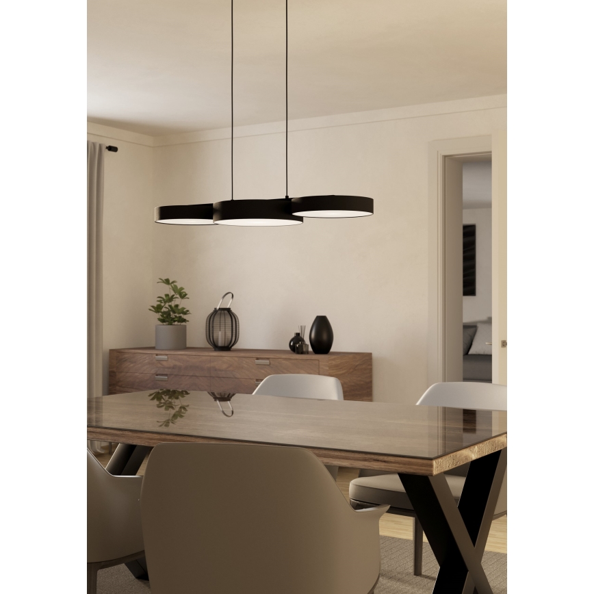 Eglo - LED RGBW Aptumšojuma lustra ar auklu 3xLED/7,5W/230V 2700-6500K melna