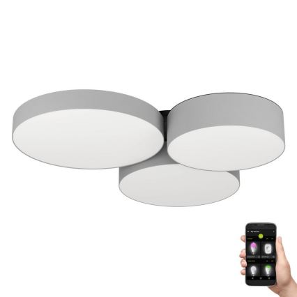 Eglo - LED RGBW Aptumšojama griestu lampa 3xLED/7,5W/230V 2700-6500K pelēka