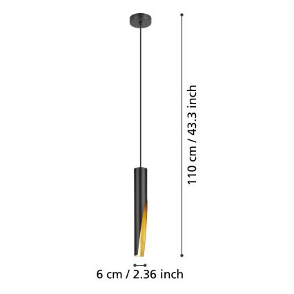 Eglo - LED Lustra ar auklu 1xGU10/4,5W/230V melna/zelta