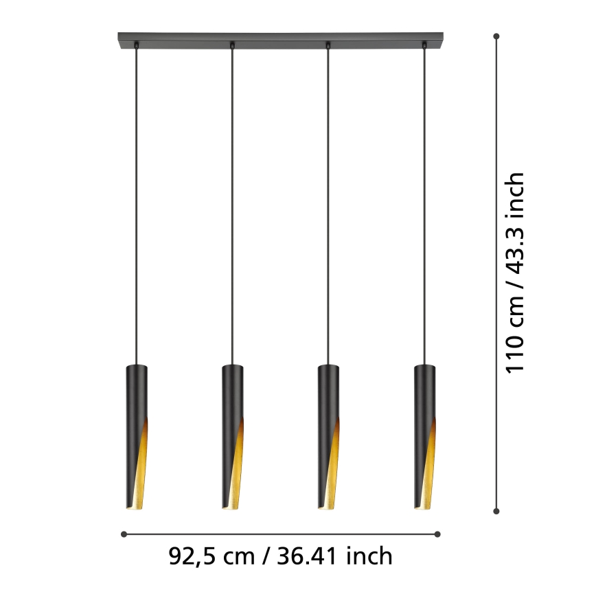 Eglo - LED Lustra ar auklu 4xGU10/4,5W/230V melna/zelta