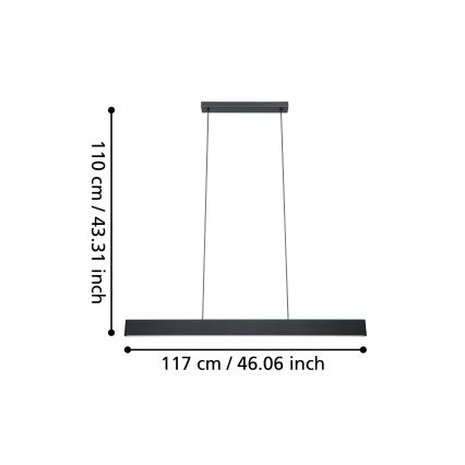 Eglo - LED RGBW Aptumšojuma lustra ar auklu LED/38W/230V 2700-6500K melna