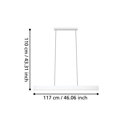 Eglo - LED RGBW Aptumšojuma lustra ar auklu LED/38W/230V 2700-6500K balta