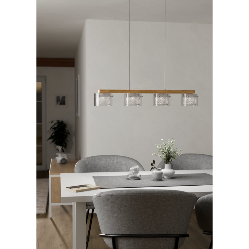 Eglo - LED RGBW Aptumšojuma lustra ar auklu 4xLED/3,7W/230V 2700-6500K