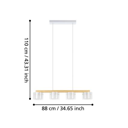 Eglo - LED RGBW Aptumšojuma lustra ar auklu 4xLED/3,7W/230V 2700-6500K