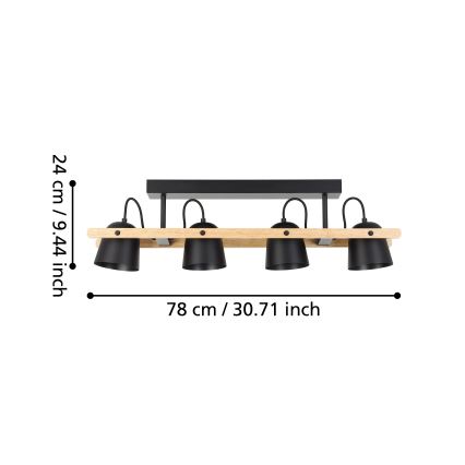 Eglo - LED RGBW Aptumšojama virsapmetuma lustra 4xLED/3,7W/230V 2700-6500K