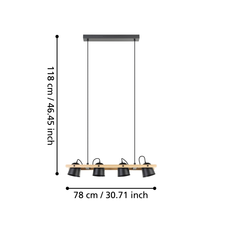 Eglo - LED RGBW Aptumšojuma lustra ar auklu 4xLED/3,7W/230V 2700-6500K