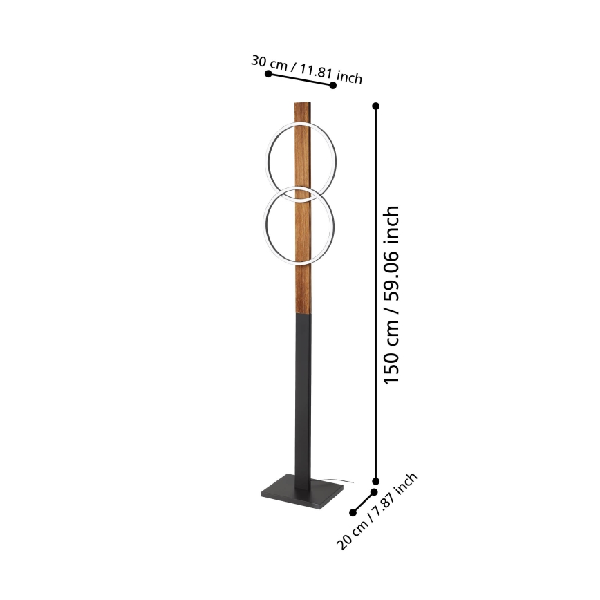 Eglo - LED Grīdas stāvlampa 2xLED/12W/230V 3000K brūna/melna