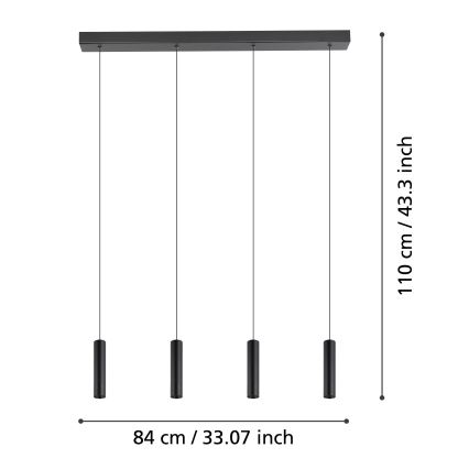 Eglo - LED Aptumšojama lustra ar auklu 4xLED/5,4W/230V