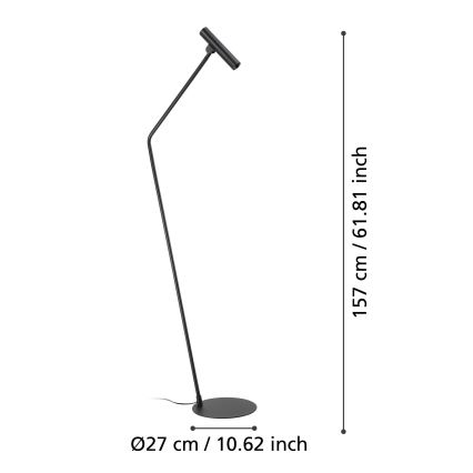Eglo - LED Grīdas stāvlampa LED/5W/230V 3000K melna