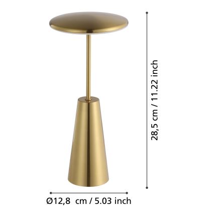 Eglo - LED Aptumšojama skārienvadāma āra lampa LED/2,8W/5V 2400K/3000K/4000K 5200 mAh IP54 zelta