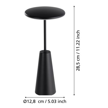 Eglo - LED Aptumšojama skārienvadāma āra lampa LED/2,8W/5V 2400K/3000K/4000K 5200 mAh IP54 melna