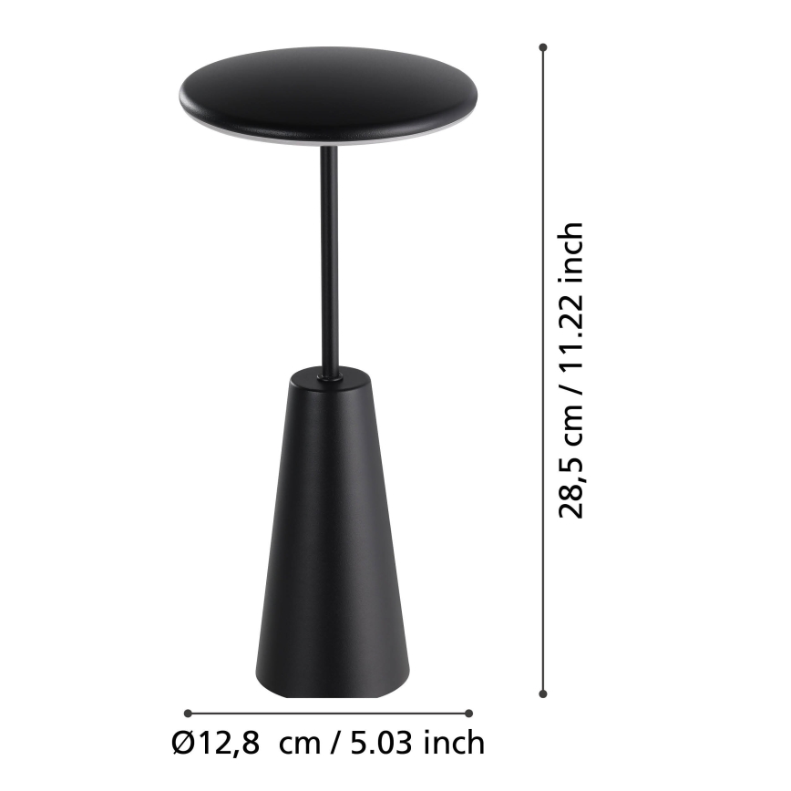 Eglo - LED Aptumšojama skārienvadāma āra lampa LED/2,8W/5V 2400K/3000K/4000K 5200 mAh IP54 melna