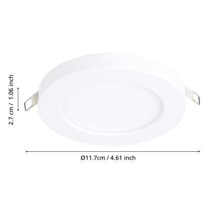 Eglo - LED iebūvējamais griestu gaismeklis LED/5,5W/230V 4000K, balts, Ø 11,7 cm