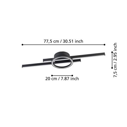 Eglo - LED RGBW Aptumšojama griestu lampa LED/23,5W/230V 2700-6500K melna + tālvadības pults