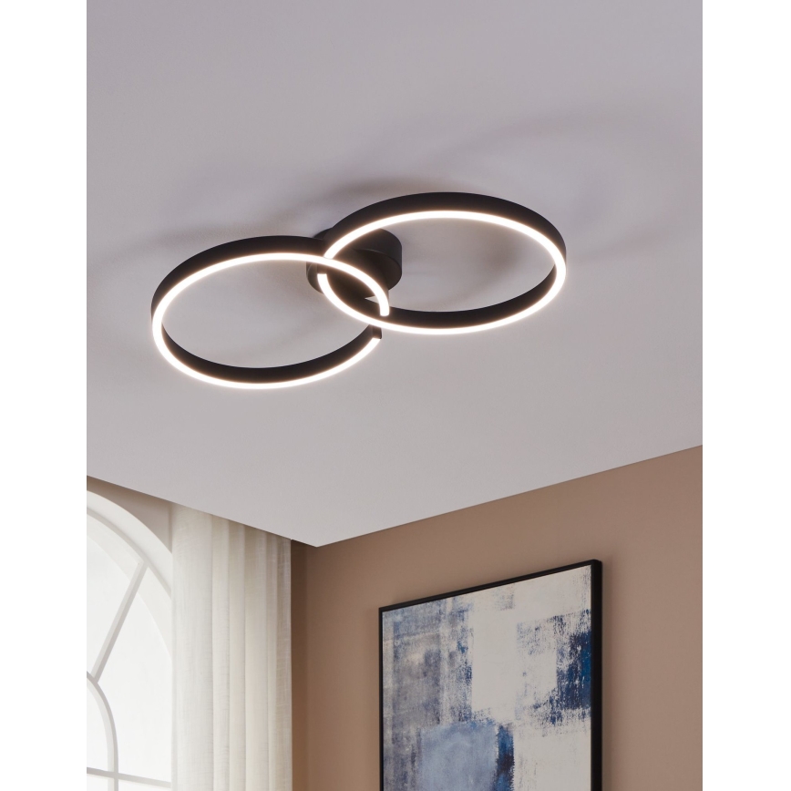 Eglo 900955 - LED RGBW Aptumšojama griestu lampa LED/19,5W/230V 2700-6500K melna + tālvadības pults