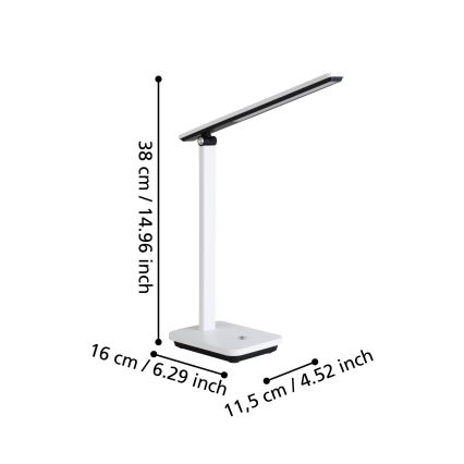 Eglo - LED Aptumšojama, lādējama galda lampa LED/3,6W/5V 1800mAh balta