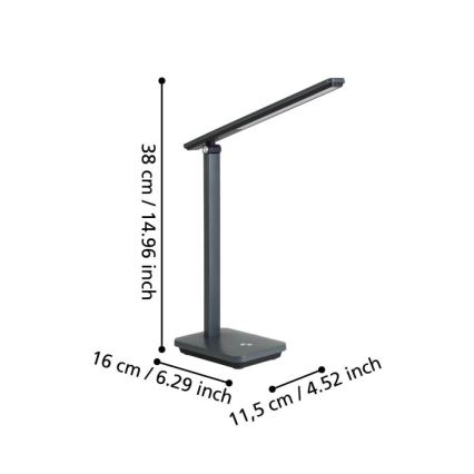 Eglo - LED Aptumšojama, lādējama galda lampa LED/3,6W/5V 1800mAh pelēka