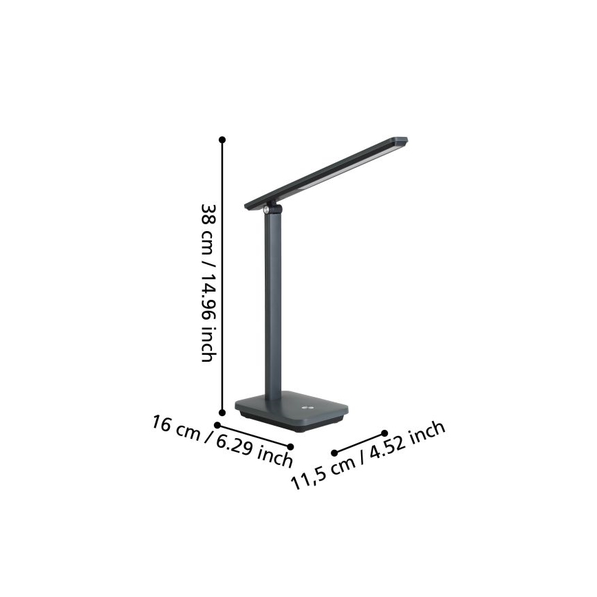 Eglo - LED Aptumšojama, lādējama galda lampa LED/3,6W/5V 1800mAh pelēka