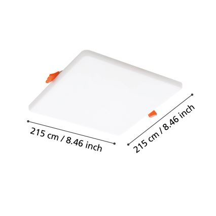 Eglo - LED Iegremdējama vannas istabas lampa LED/18W/230V 21,5x21,5 cm IP65