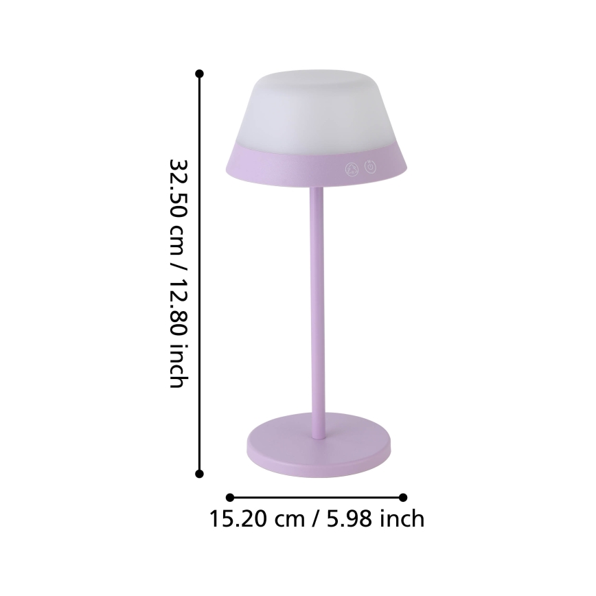 Eglo - LED RGBW Aptumšojama skārienvadāma āra lampa 2in1 LED/1,5W/5V 2600 mAh IP54 violeta