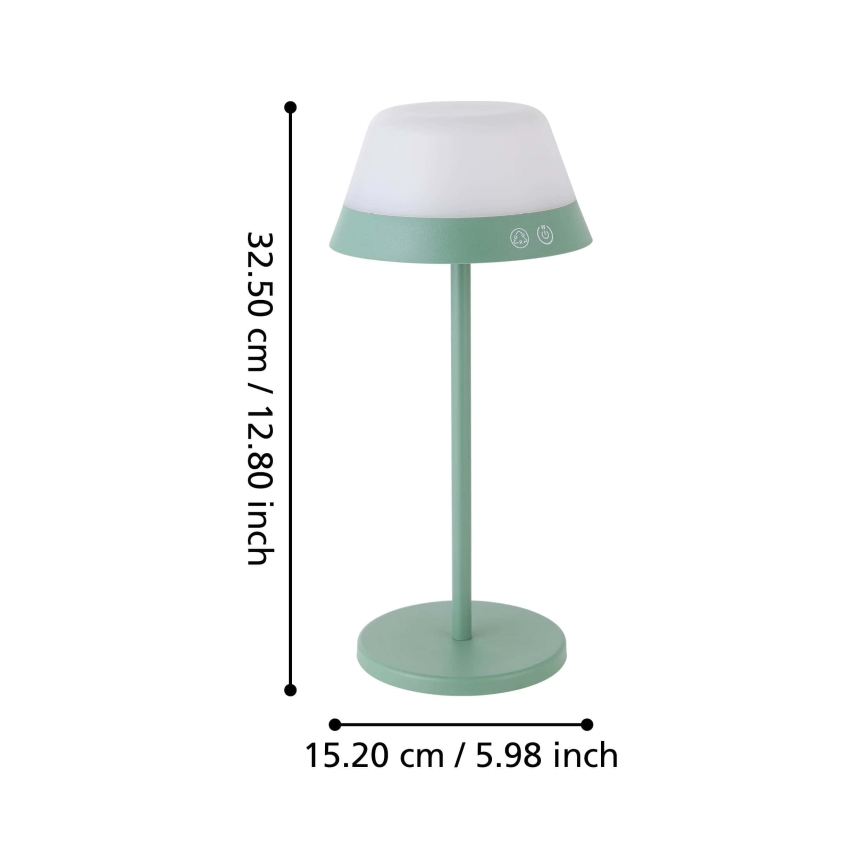 Eglo - LED RGBW Aptumšojama skārienvadāma āra lampa 2in1 LED/1,5W/5V 2600 mAh IP54 zaļa