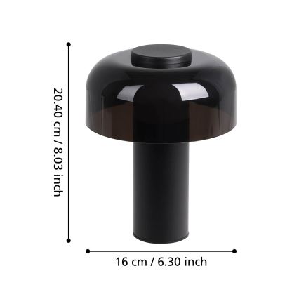 Eglo - LED Aptumšojama skārienvadāma āra lampa LED/2,25W/5V 2400-4000K 5200 mAh IP44 melna