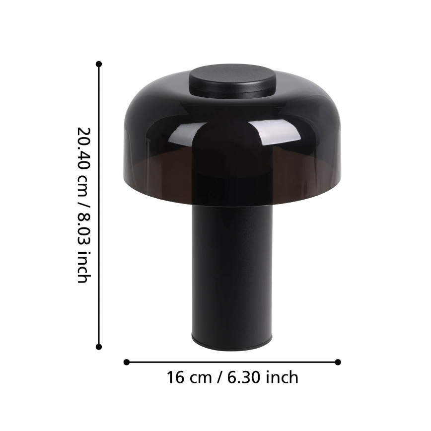 Eglo - LED Aptumšojama skārienvadāma āra lampa LED/2,25W/5V 2400-4000K 5200 mAh IP44 melna