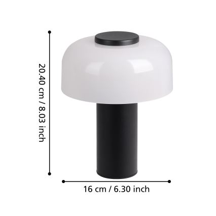 Eglo - LED Aptumšojama skārienvadāma āra lampa LED/2,25W/5V 2400-4000K 5200 mAh IP44 melna/balta