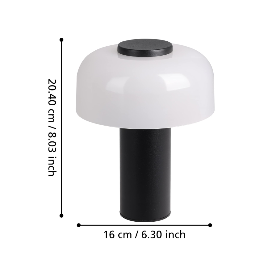 Eglo - LED Aptumšojama skārienvadāma āra lampa LED/2,25W/5V 2400-4000K 5200 mAh IP44 melna/balta