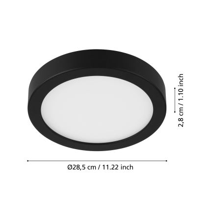 Eglo - LED griestu lampa ar kustības sensoru LED/20,5W/230V 3000K melna Ø 28,5 cm