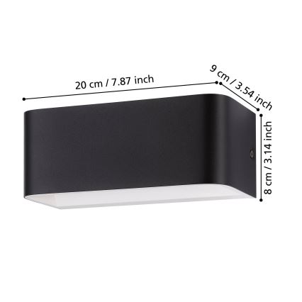 Eglo - LED Sienas lampa LED/10W/230V 3000K melna