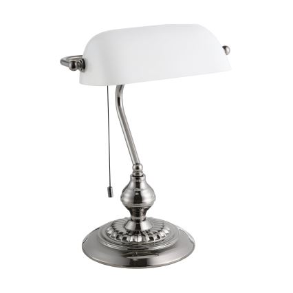 Eglo - Galda lampa 1xE27/60W/230V balta/spīdīgi hromēts